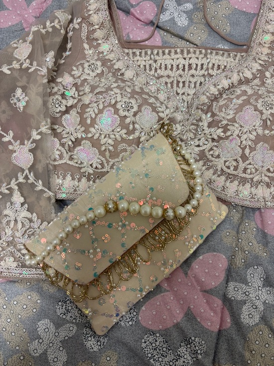 Embroidered Ivory and Taupe A-Line Skirt - Picture 4 of 4